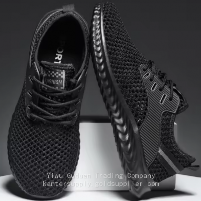 Fashion Mesh Flying Weaving Upper Sports Shoes High Quality Men Running Sneakers Mens Casual Shoes photo-5