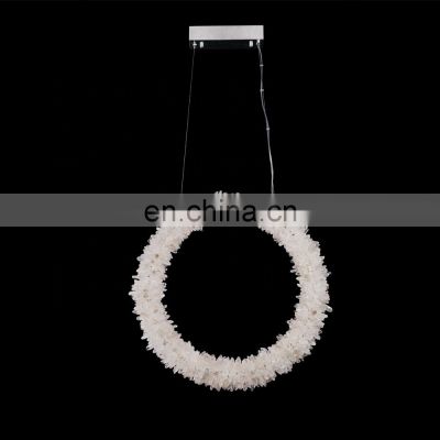 Modern Hanging Lighting Luxury Circle Rings Pendant Light Ceiling Chrome LED Crystal Chandelier