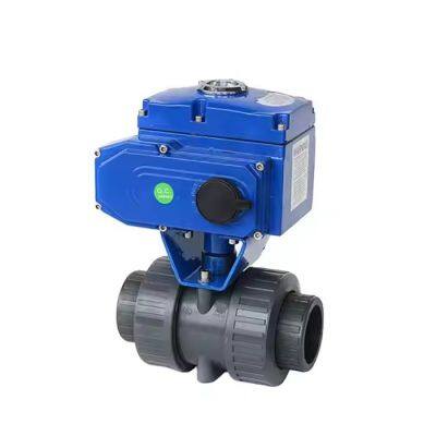 Plastic PVC UPVC Motorized Actuated Pneumatic Electric Control Double True Union Ball Valve