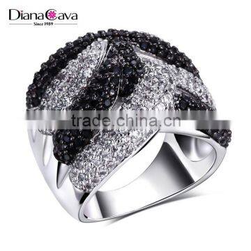 Wholesale Jewelry Smart Chunky Style Look Cubic Zirconia Black White CZ Party Ring photo-2