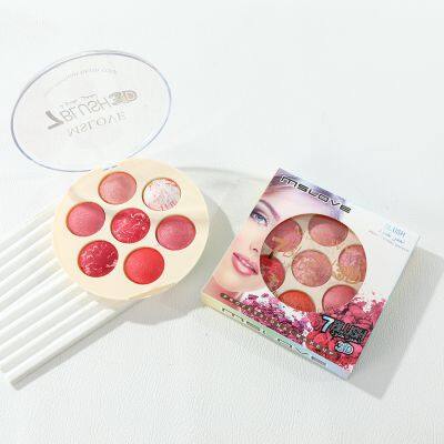 OEM/ODM Make up Blusher Powder Cheeks 7 Color Palette Facial Cosmetics Blusher Face Red Powder