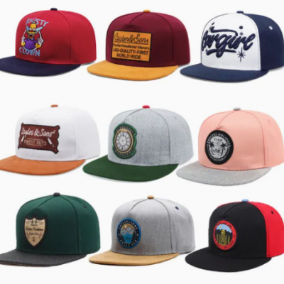 Round Patch Flat Brim Cap Custom Embroidery Hip Hop Dad hat Snapback Cap