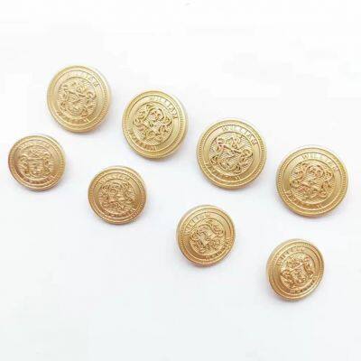 Round Gold Zinc Alloy Metal Sewing Loop Shank Buttons for Clothing Garment