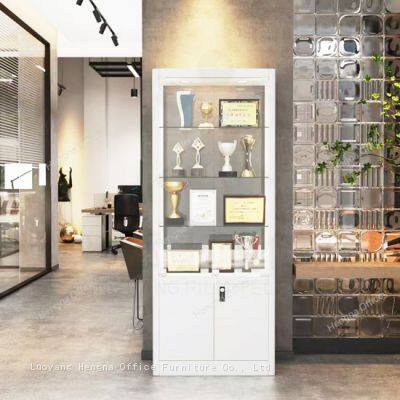 Luxury Display Cabinet With Breathing LED, 8mm Thickened Laminate, Silent Opening for Apartment Decor, OEM/ODM Supported