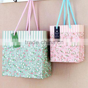 2016 new product flowers printing custom printed paper bags no minimum