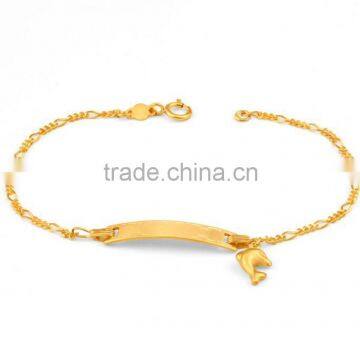 New Design Name Engraved Free Stainelss Steel Gold Figaro 1-3 ID Bracelet