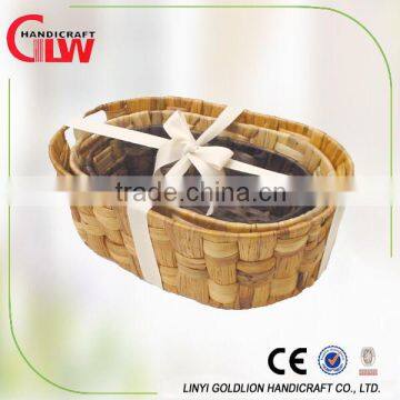 oval waterhyacinth baskets wholesale(3 pcs set), oval gift baskets, vegetable baskets