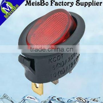 Three pins on-off 6A 250VAC/10A 125VAC T85 ABS oval waterproof rocker switch with red protective cover