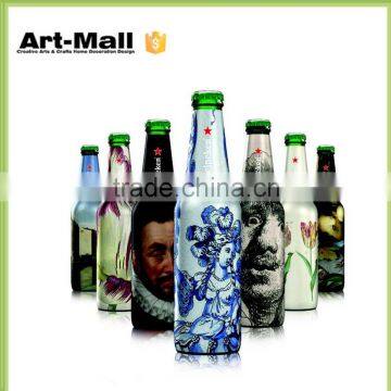 Machine Made Cheap Clear Colored Glass Beer Bottles With Logo Custom