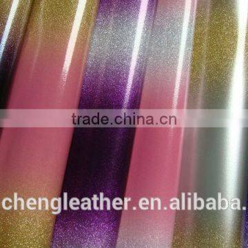 2014 Hotsale the Color Gradual Change Glitter PU Leather FC15069