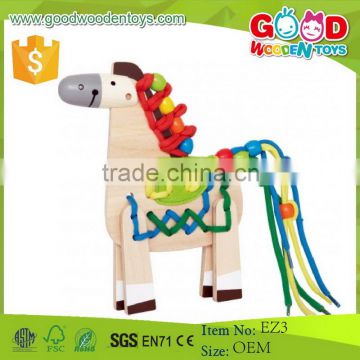 2015 Continued Selling Cheap Toys for Kids Lacing Wooden Pony 19*17*9cm Children Creativity and Dexterity Trainning Toy                        
                                                Quality Choice