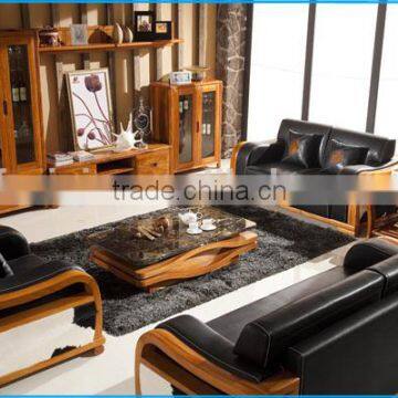 italian site settee furniture / wood frame classic leather sofa 3222