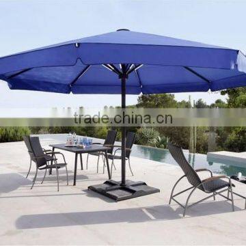 big blue Metal back yard garden umbrella