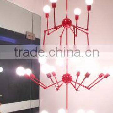 Modern Red Chandelier Lighting Longer Chandelier for Home And Hotel High Ceiling 24 Lights