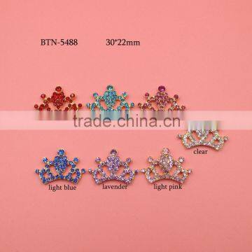 Hot selling gold plating flatback crown rhinestone button in stock (btn-5488)