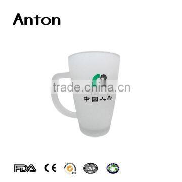 300ml frosted glass coffee cup with handle