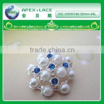 HWM146 Custom shank rhinestone pearl button