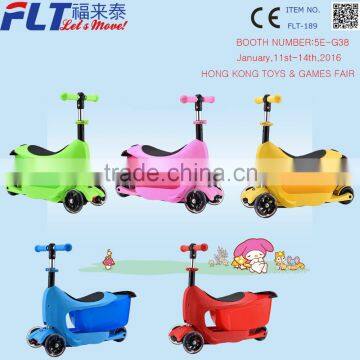 2016 perfect design cool 3 in 1 kids balance scooter with seat and container for sale