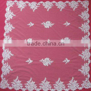 Bridal Square Beaded Corded White Tablecloth Manufacture