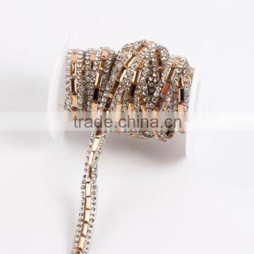 Wholesale Hot Fix Crystal Chain Gold rhinestone heat transfers belt