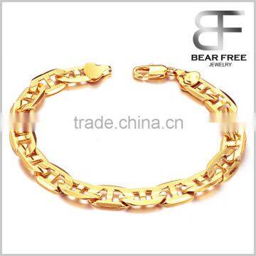 18K Gold Plated Men's Fashion Bracelet G Shaped Chain Link Bangle Golden