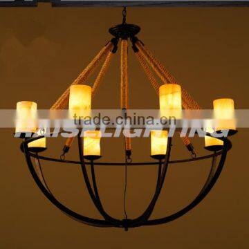 hand-woven droplight eight hemp rope lamp Creative personality bar restaurant droplight vintage iron lamp