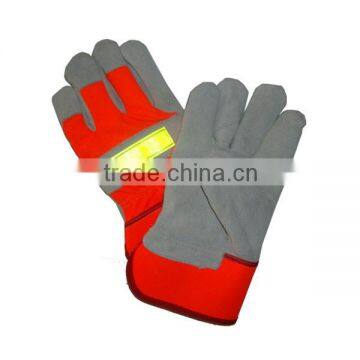 Cow Split Cowhide Leather Safety Gloves With Reflective material