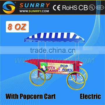 2015 automatic flat top electric big sweet popcorn machine with wheels