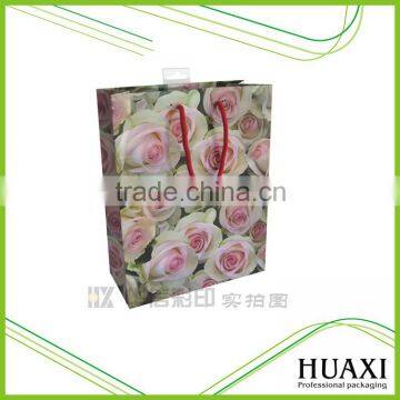 High quality recycled pink rose paper red bags for gift