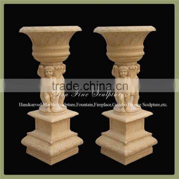 Hot Sale Decorative Beige Outdoor Garden Marble Planters