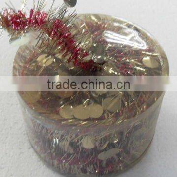 HOT SALE! Gold / Red Shiny PVC Mini Ball Tinsel Garland Cord