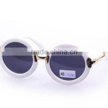 White Round Kids Sunglasses Plastic Frame With Metal Sunglasses 2016