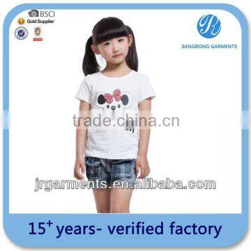 Promotion Baby Girl's Cotton Short Sleeve White t shirts Made in China