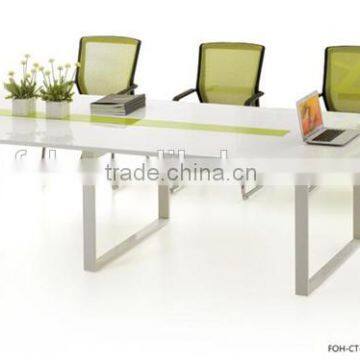 Modern design white Melamine Faced Board conference table with mental base FOH-CT-M3212                        
                                                                                Supplier's Choice