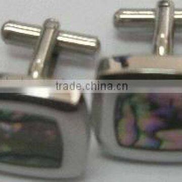 stainless steel cufflink with shells paper