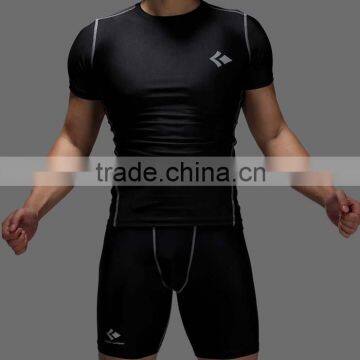 2016 Compression Tights Running Set Men Quick Dry Sports Suit Gym Wear Fitness Short Sleeve T-shirts Shorts photo-2
