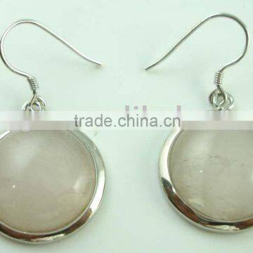 Fashion earring, Silver earring, Stone earring ,round Roseqz earring