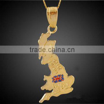 New Silver Gold Plated Custom the Britain England UK Map Pendant Necklace