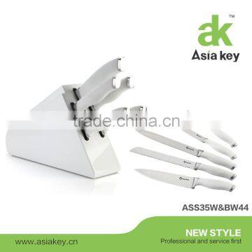 Soft touch silicone knife set stainless steel knife wooden block