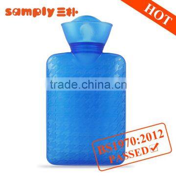 High quality small baby PVC warm water bottle houndstooth blue Christmas gift