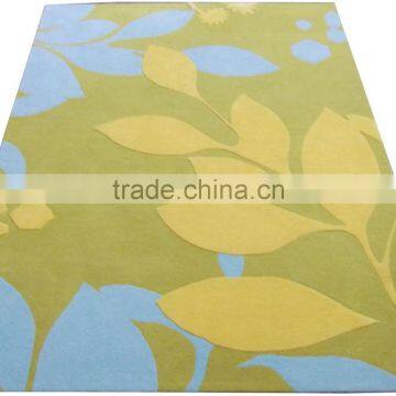 Floral Design Hand Tufted Cut Pile Wool Carpets, Latex Backed With Cloth