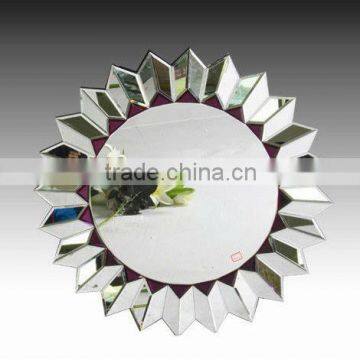Purple and Silver Color Mixed Round Sun-shaped Glass Wall Decorative Mirror /Entrance Hall /Sofa Mirror/Dia800mm