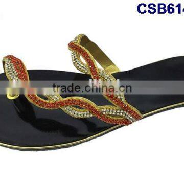 CSB6147(13-24) The newest design and different style of the slipper with stones and beads very fashionable