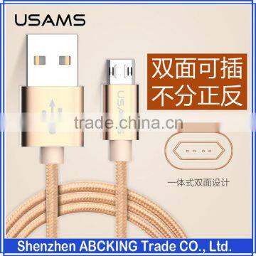 USAMS U-knit Series 100CM 200CM Double Sided Nylon USB Micro Data Sync Charging Cable For Huawei Xiaomi Smart phone