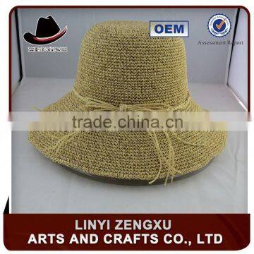 custom beautiful raffia crochet straw hat caps