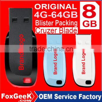 Original Brand Cruzer Blade 8GB USB Flash Drive 64GB 32GB 16GB 4GB Real Capacity Chips U Disk with Blister Packing Bulk Order