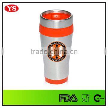 Customized Double wall 400 ml travel coffee mug with lid