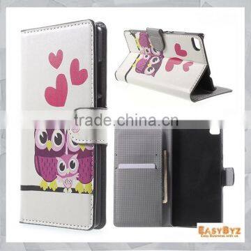 Leather Filp Magnetic Wallet Cover For Huawei Ascend p8 Many Pattern Protective Case