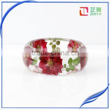 2016 Wholesale Handmade Clear Resin Pressed Dried Rose Flower Bangle for Lover's Forever Gift photo-2