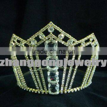 Gold plated beauty rhinestone pageant crown